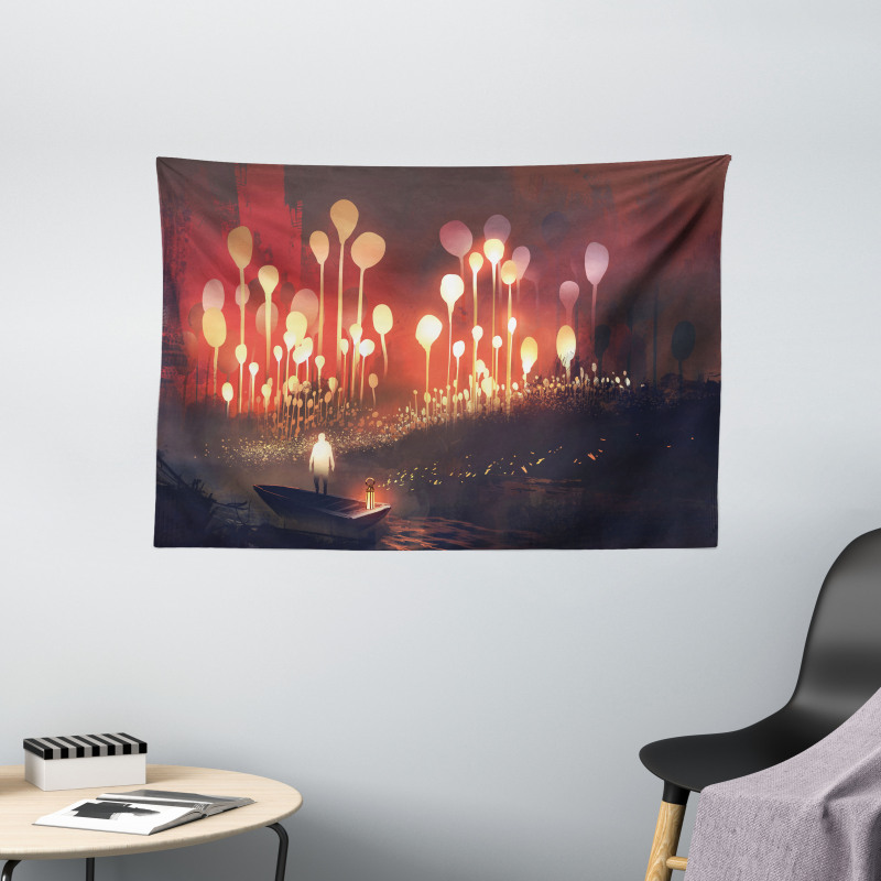 Night Scenery Wide Tapestry