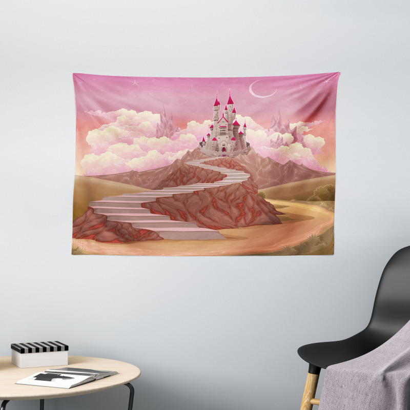Hill Sunset Castle Wide Tapestry