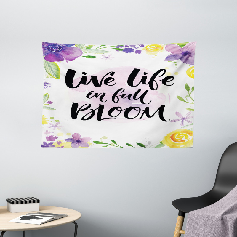 Floral Violets Bloom Wide Tapestry