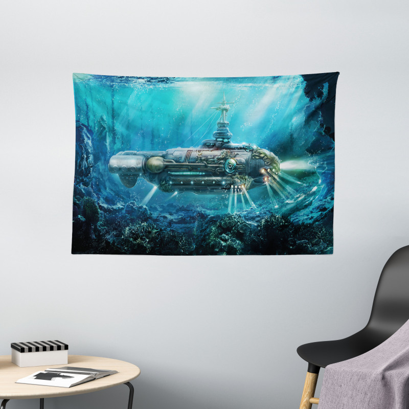 Science Fiction Submarine Wide Tapestry