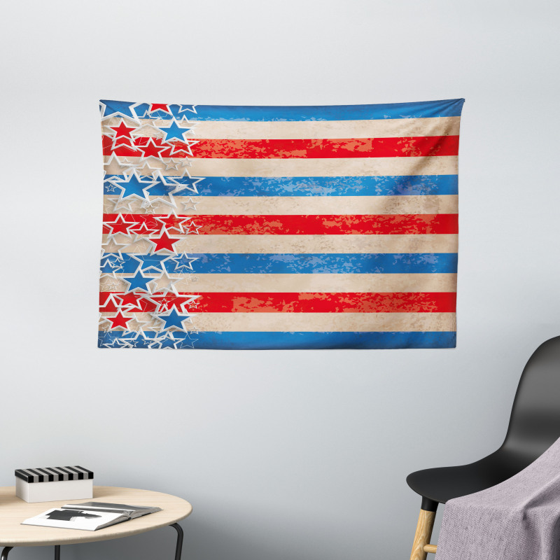 Patriotic Grunge Look Wide Tapestry