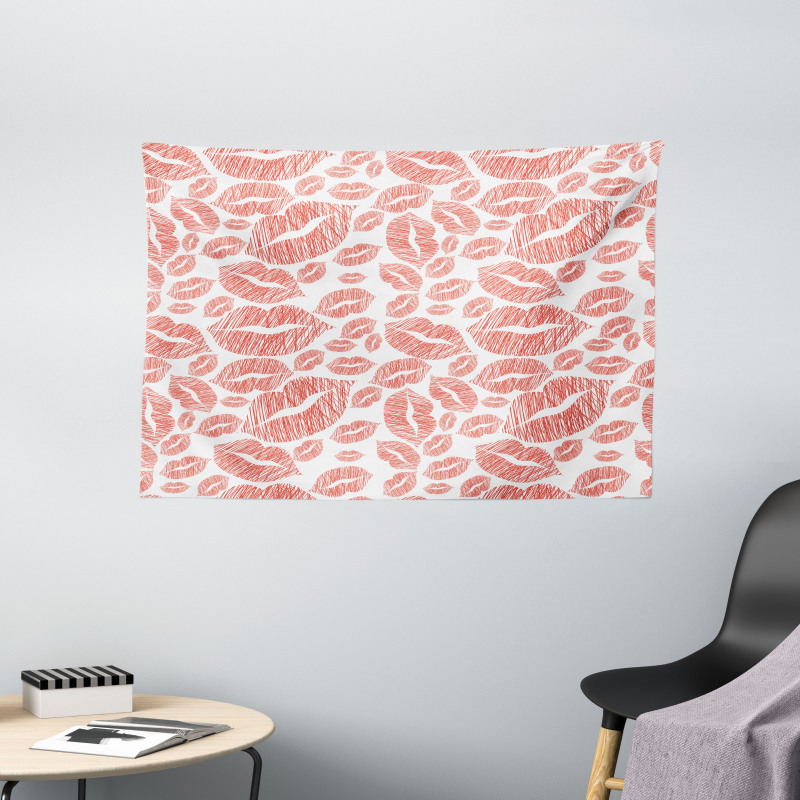 Hot Retro Lady Lips Wide Tapestry