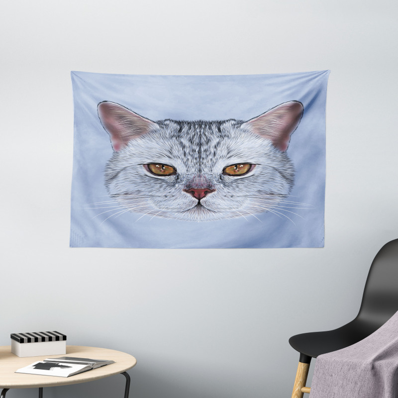 Scottish Hipster Kitty Pet Wide Tapestry