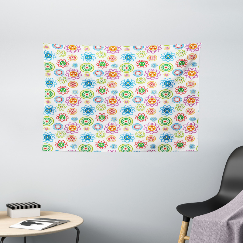Colorful Pattern Wide Tapestry