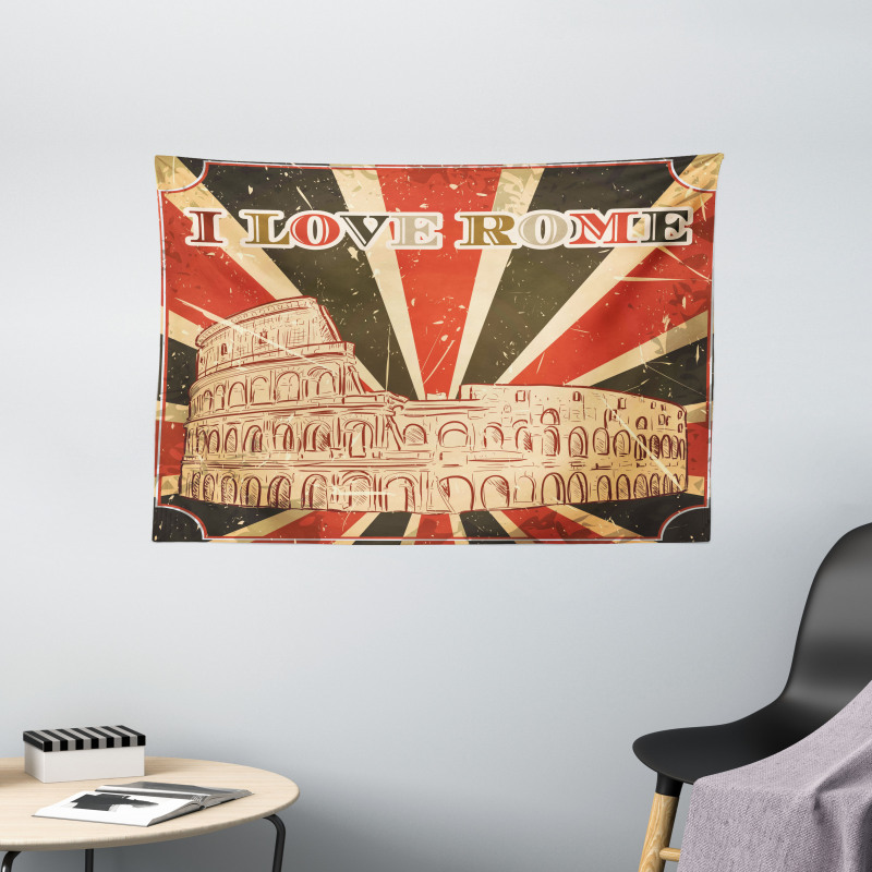 Italian Rome Lettering Wide Tapestry