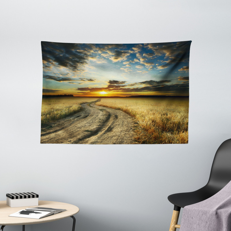 Road Field with Ripe Wide Tapestry