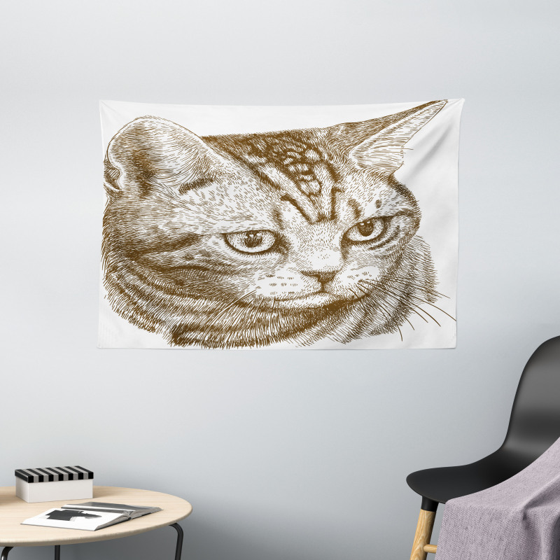 Portrait of a Kitty Hipster Wide Tapestry