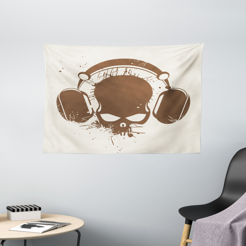 DJ Grunge Retro Skull Wide Tapestry