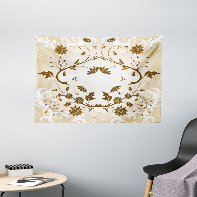 Swirled Petals Leaves Wide Tapestry