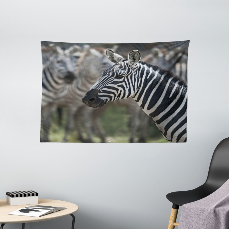 Zebra in Serengati Park Wide Tapestry