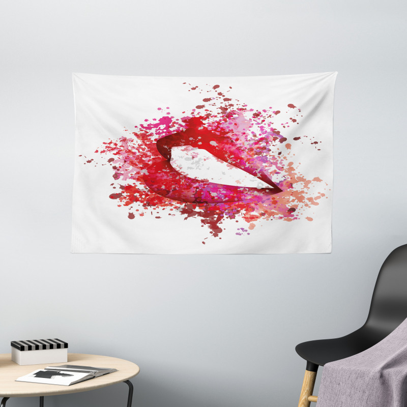 Smiling Woman Lips Effects Wide Tapestry