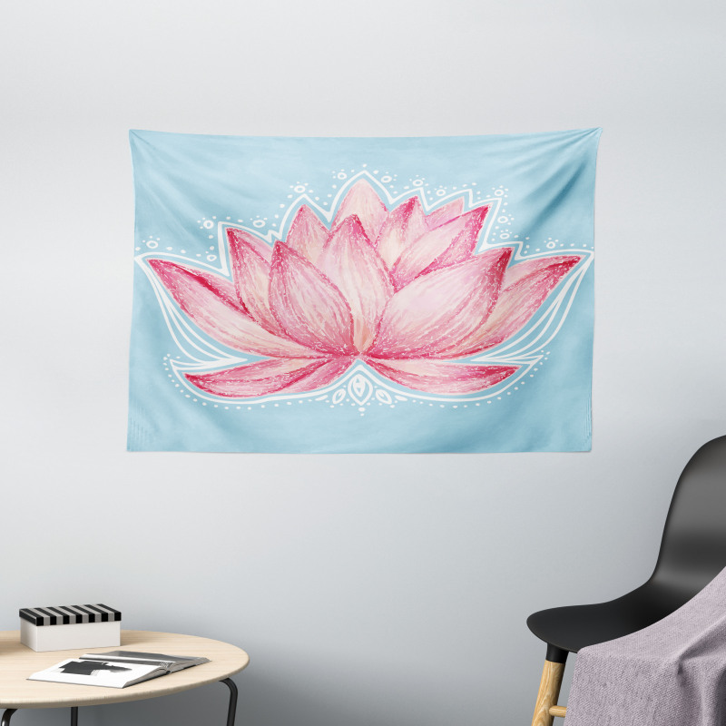 Gardening Lotus Flower Wide Tapestry