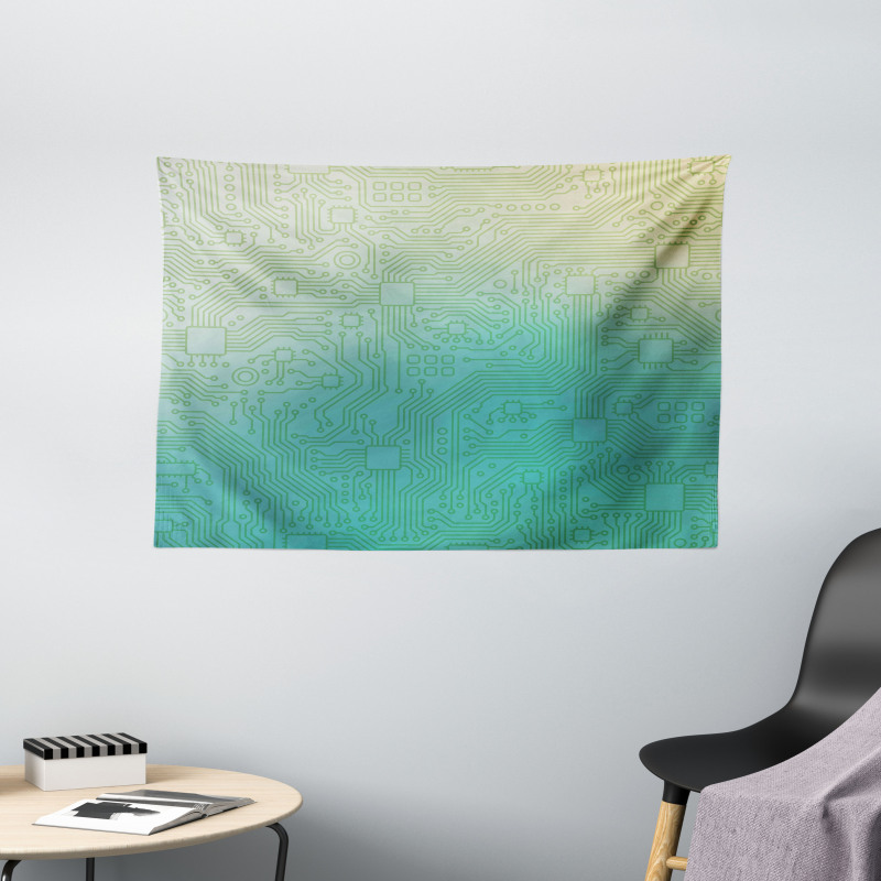 Tech Vector Pattern Wide Tapestry