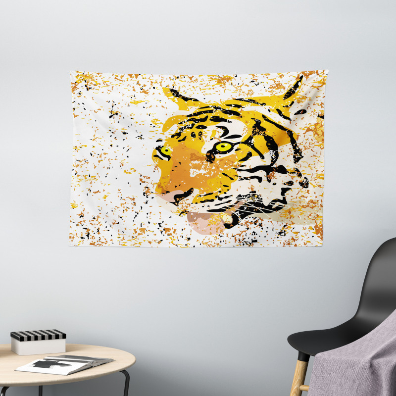 Vector Wildlife Tiger Wide Tapestry