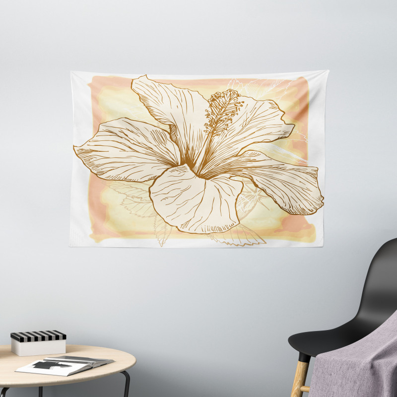 Large Hibiscus Flower Petals Wide Tapestry