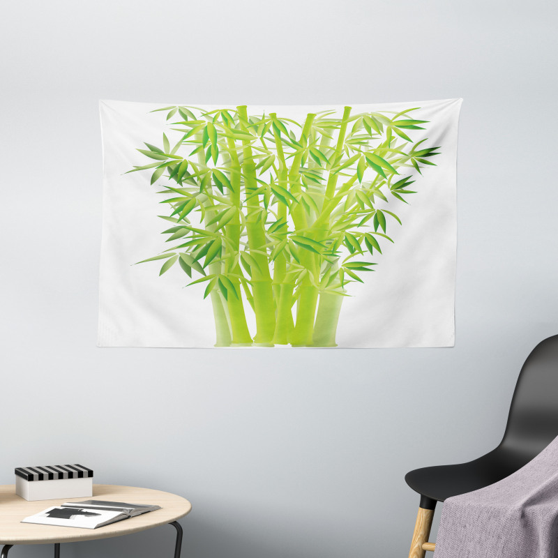 Bamboo Stems with Leaves Wide Tapestry