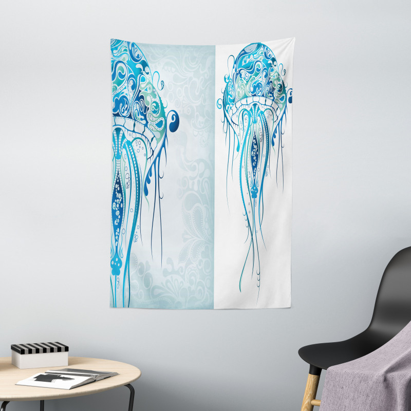 Ocean Jellyfish Paisley Tapestry