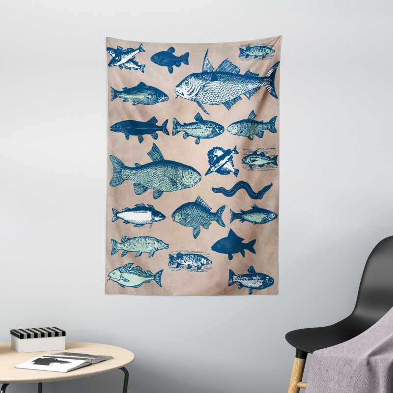 Vintage Seafood Composition Tapestry