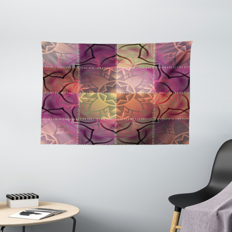 Modern Mandala Motif Wide Tapestry
