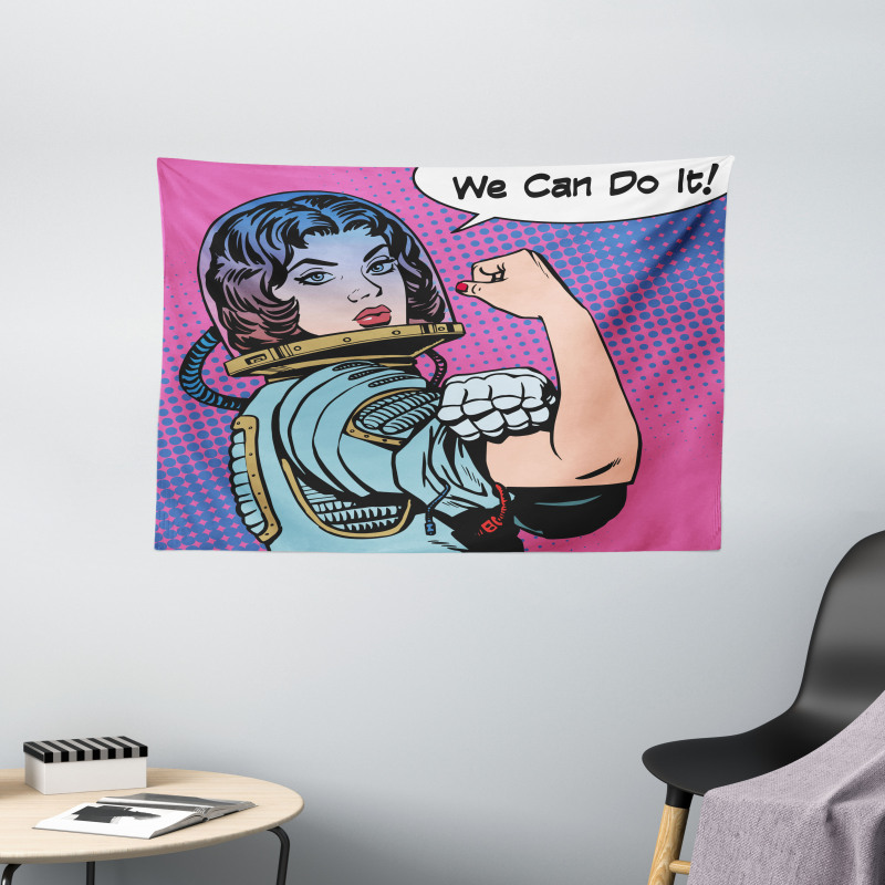 Retro Comics Woman Wide Tapestry