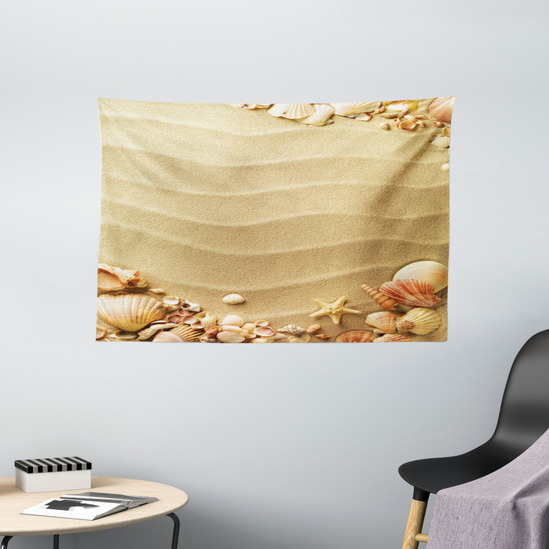 Sand with Sea Shells Wide Tapestry