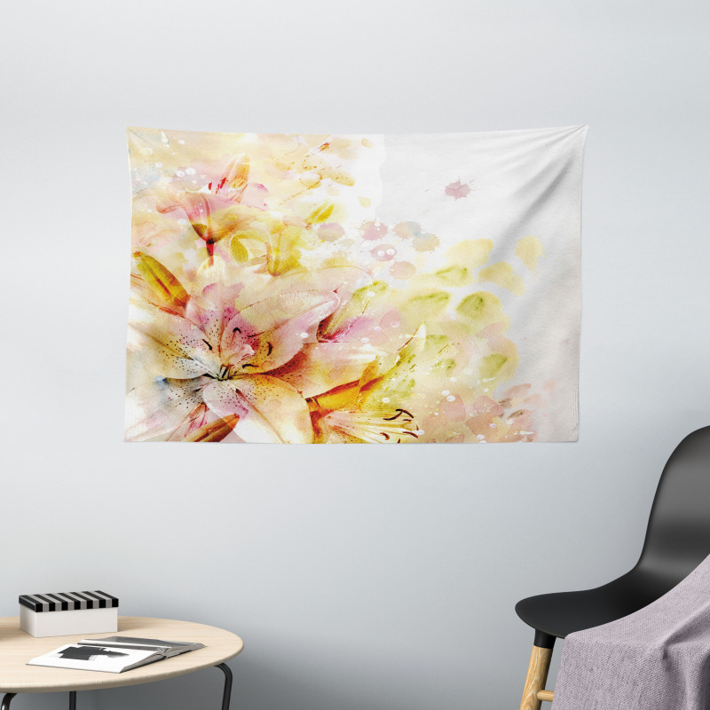 Lilies Flowers Buds Wide Tapestry