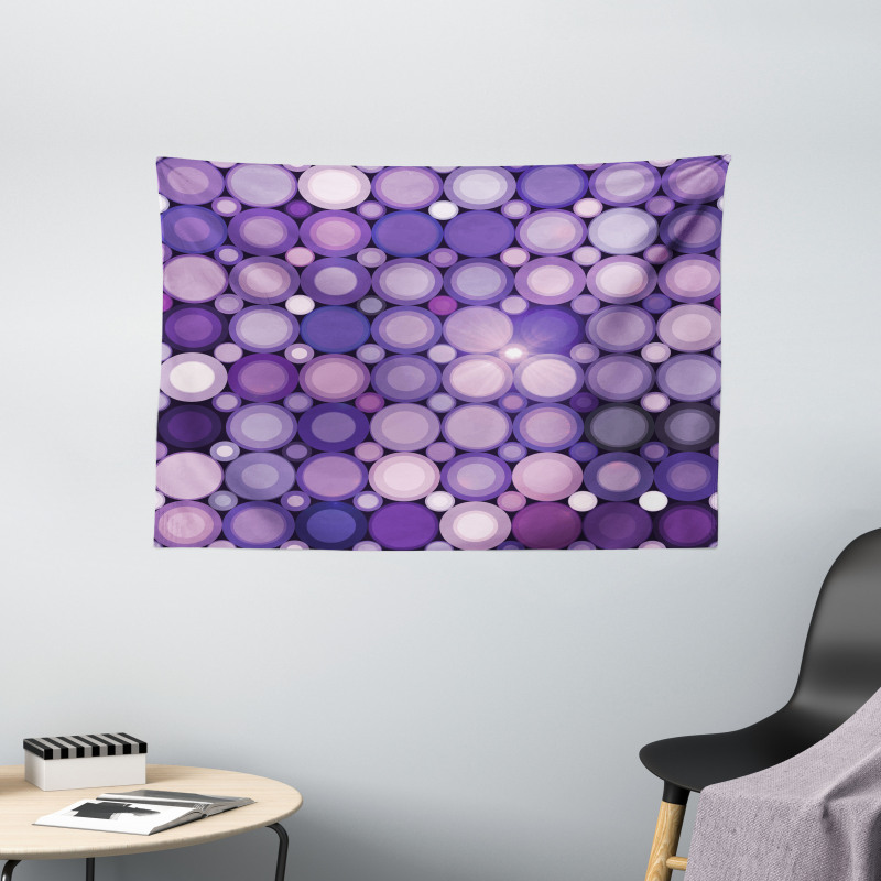 Geometric Violet Circles Wide Tapestry
