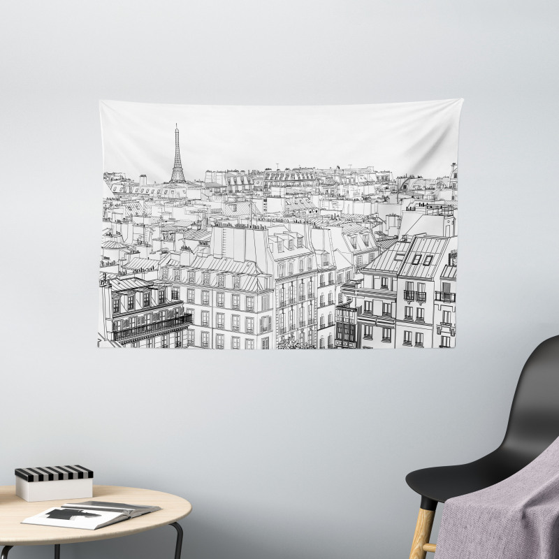 Roofs in Paris and Eiffel Wide Tapestry
