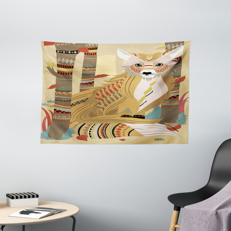 Fluffy Fox in the Forest Wide Tapestry
