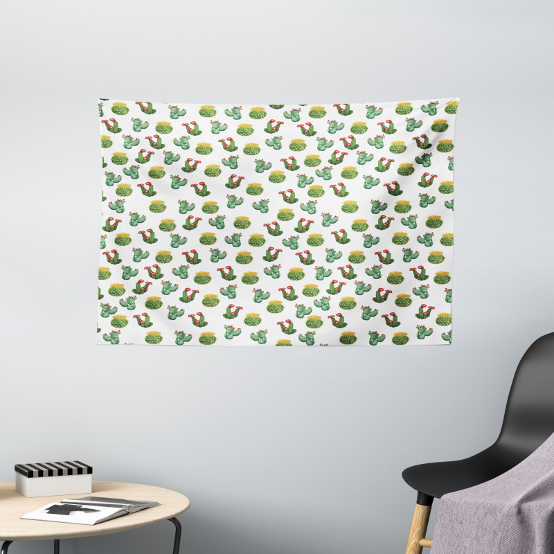 Cactus and Suculent Print Wide Tapestry