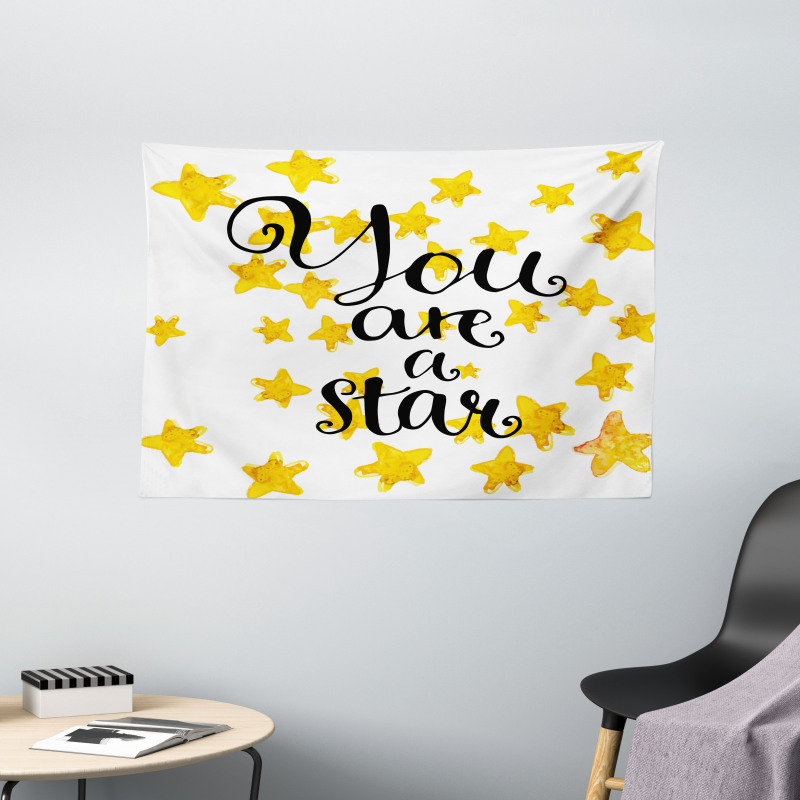 Motivational Star Phrase Wide Tapestry