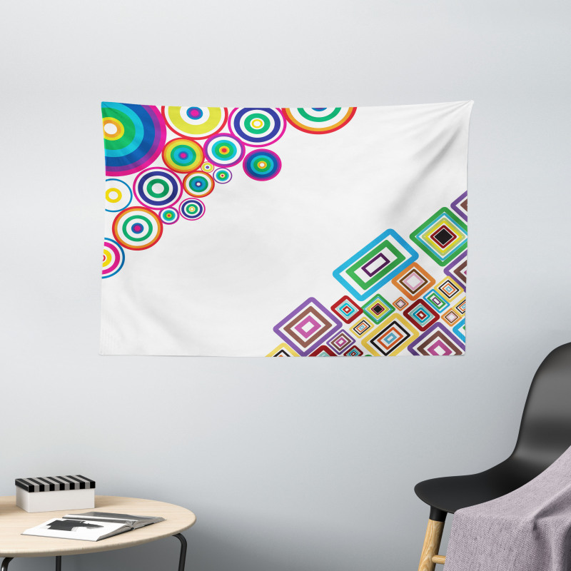 Colored Rectangle Form Wide Tapestry