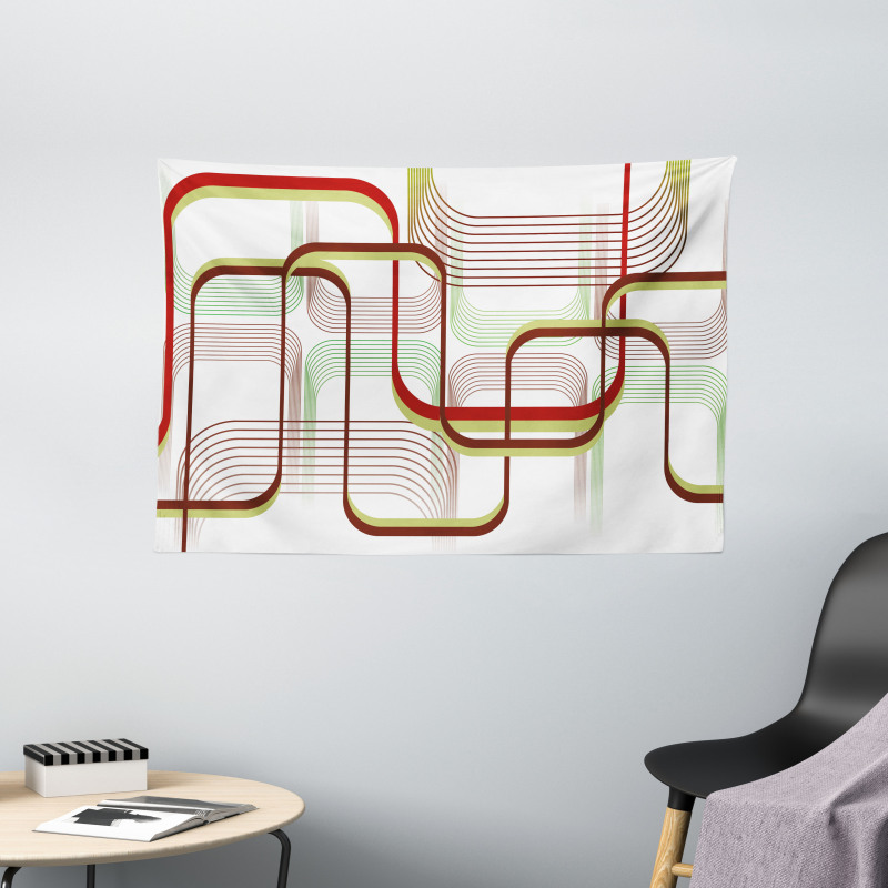 Wavy Abstract Shape Line Wide Tapestry