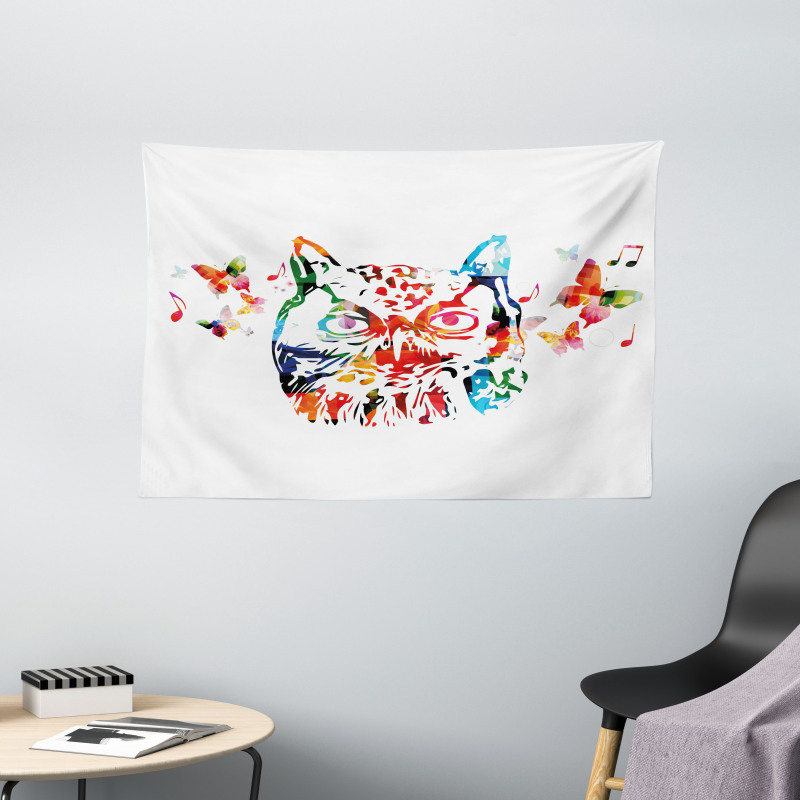 Abstract Wild Birds Owl Wide Tapestry