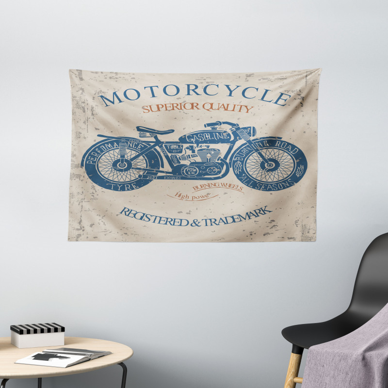 Retro Chopper Rider Wide Tapestry