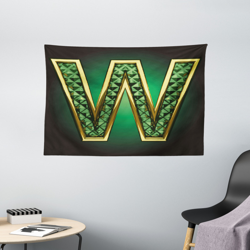 Golden Emerald Wide Tapestry