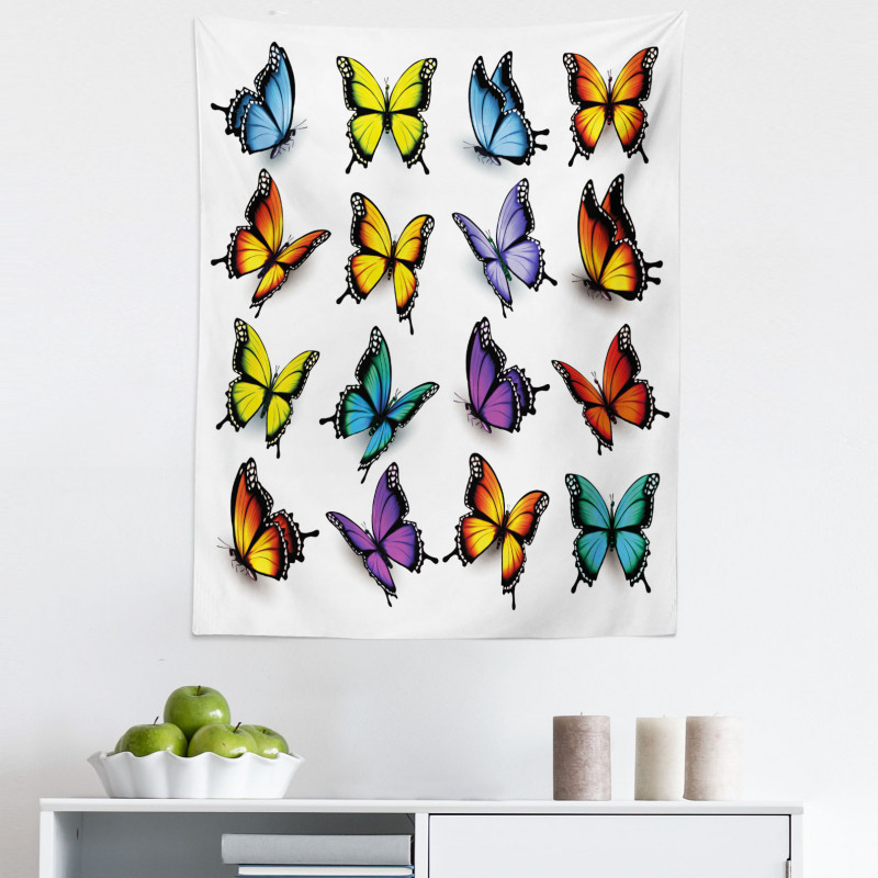 Bahar Mikrofiber Duvar Halısı Rengarenk Kelebekler Desenli