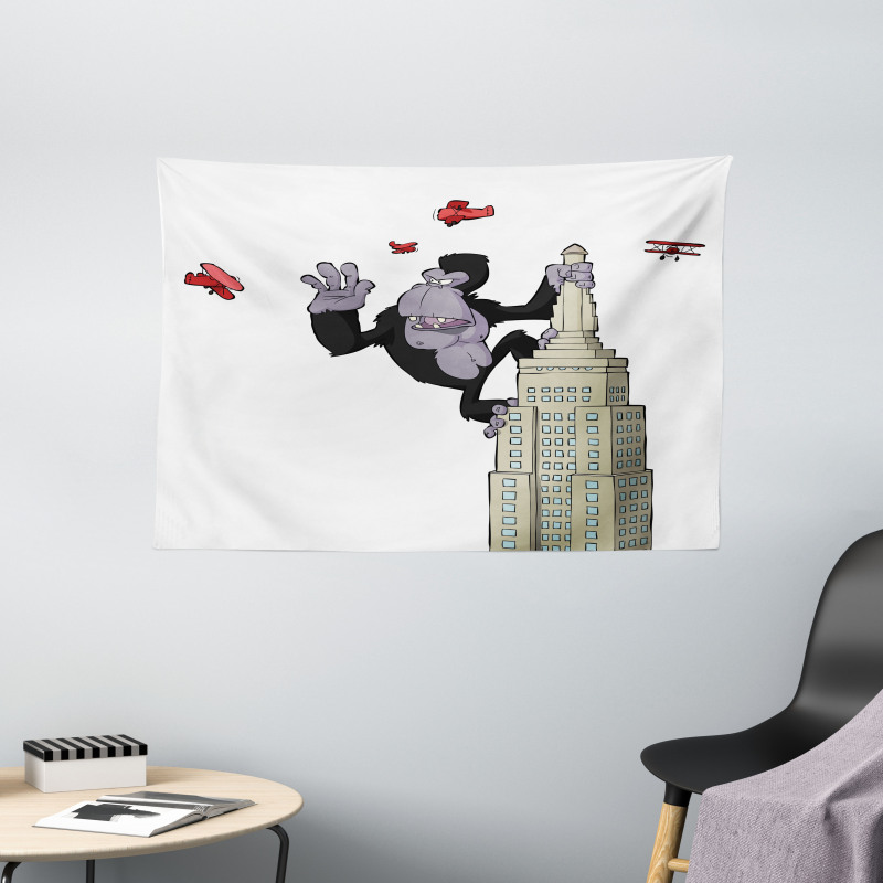 King Monkey Cartoon Wide Tapestry