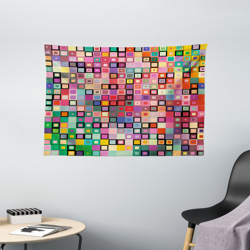 Modern Colored Design Wide Tapestry