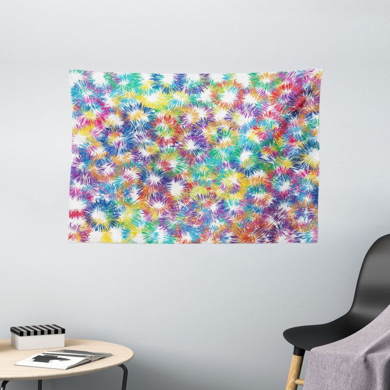 Abstract Fireworks Wide Tapestry
