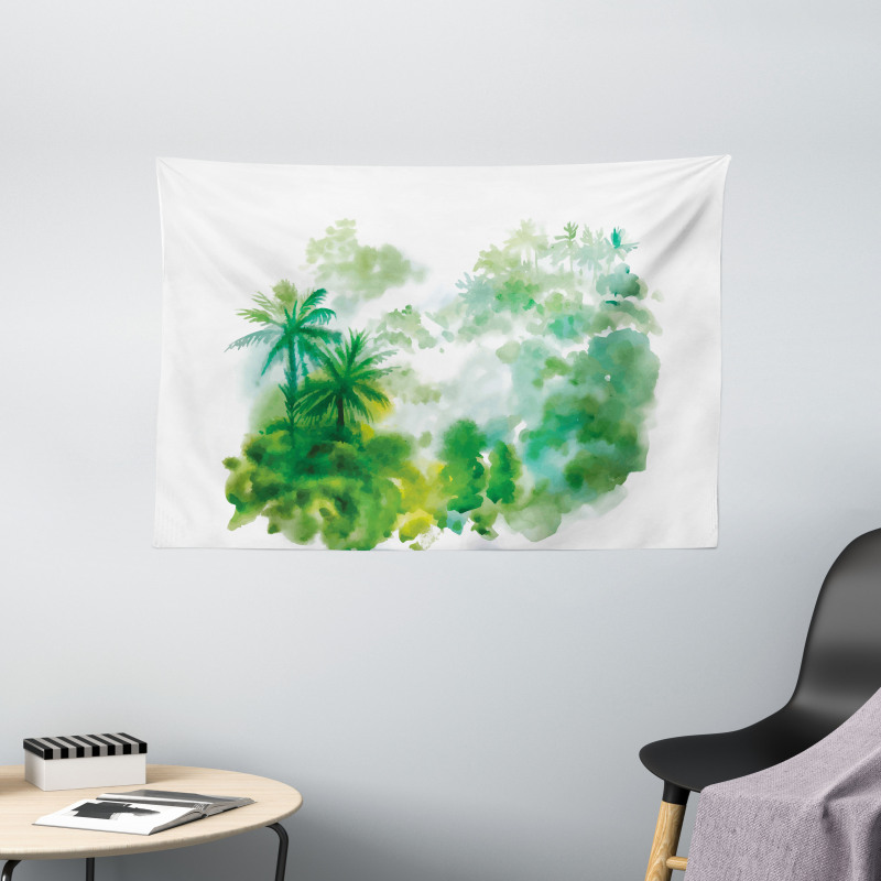 Watercolor Forest Image Wide Tapestry