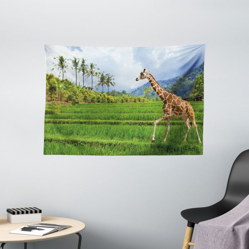 Tropical Wild Animals Wide Tapestry