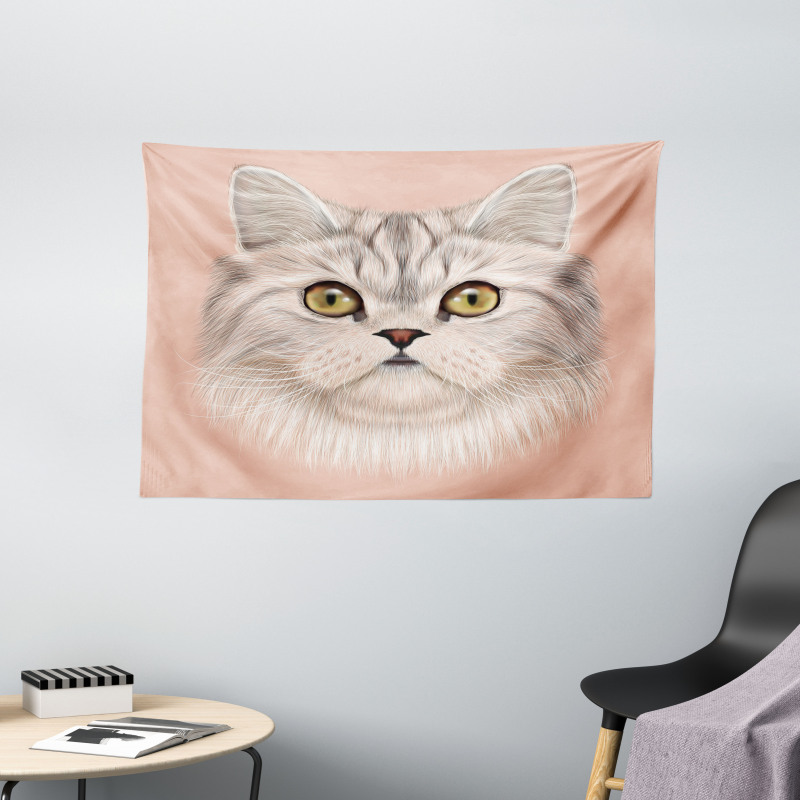 Love Cat Words Portrait Wide Tapestry
