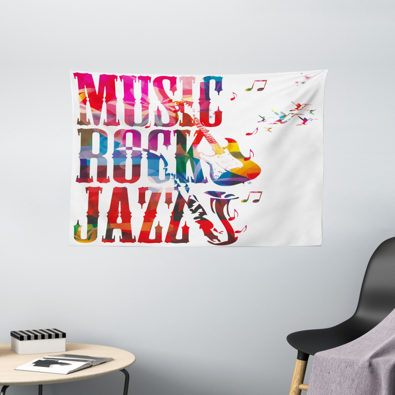 Rock Jazz Lettering Wide Tapestry