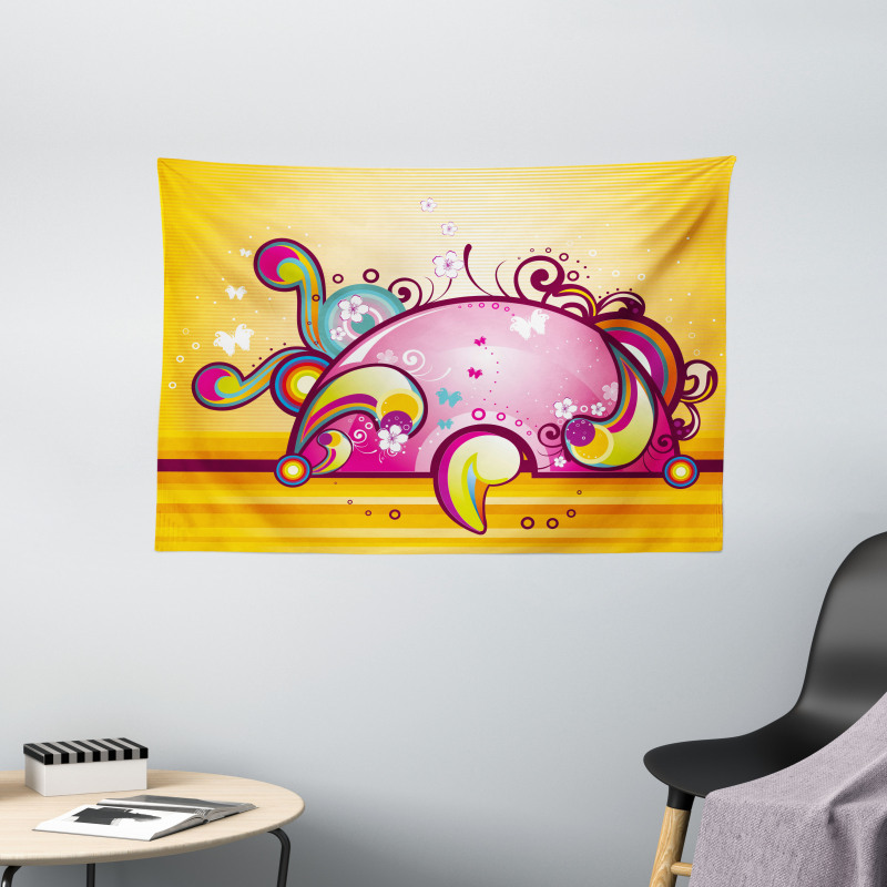 Spiral Vibrant Shapes Line Wide Tapestry