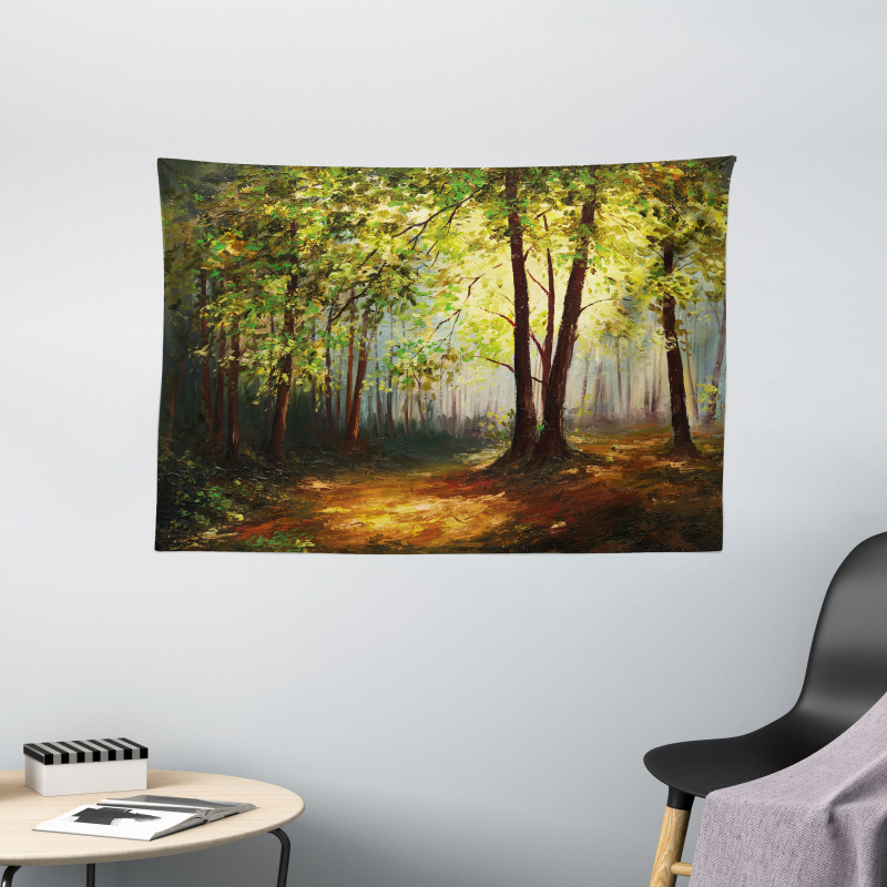 Spring Woodland Trees Wide Tapestry