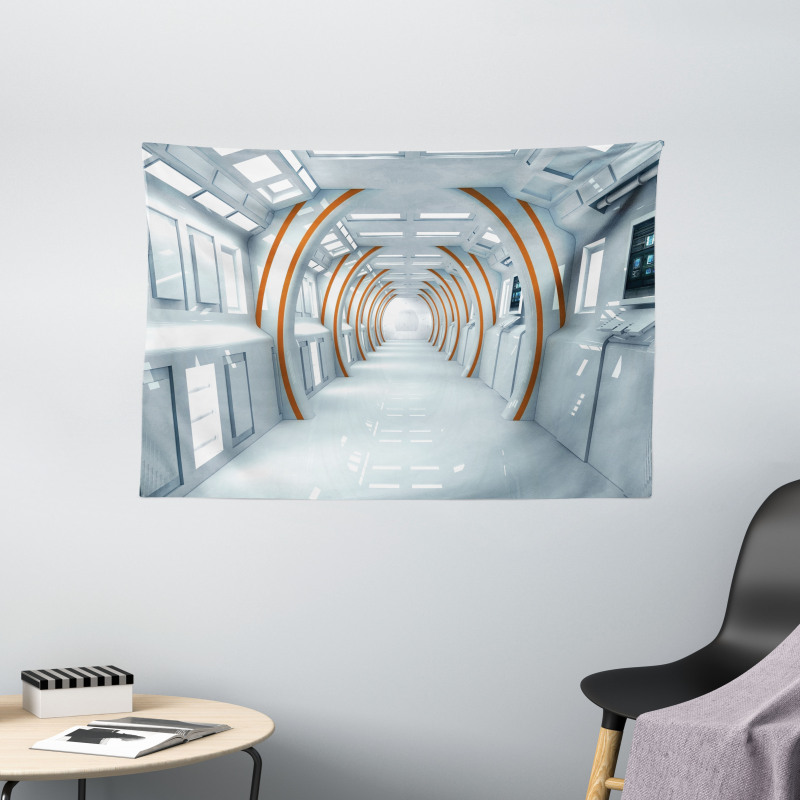 Spaceship Hallway Wide Tapestry