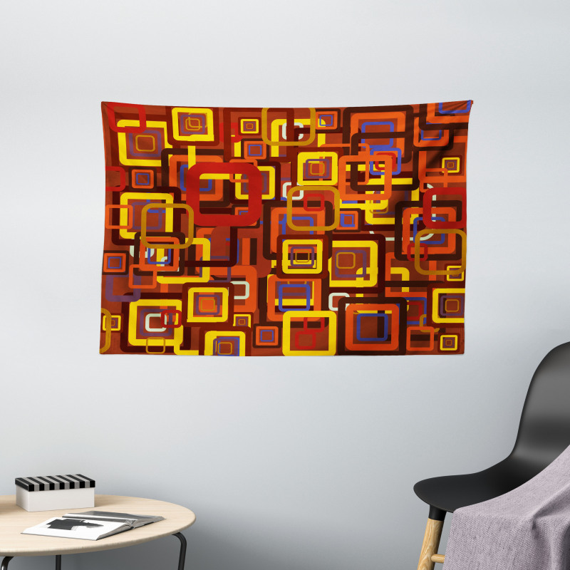 Colorful Trippy Square Wide Tapestry