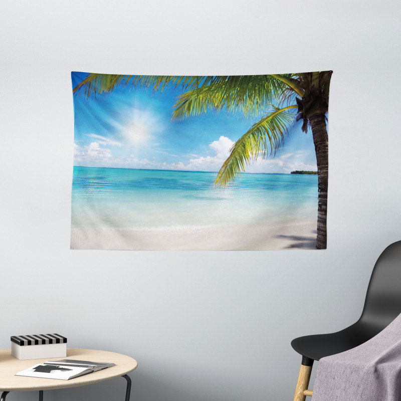 Tropical Seashore Palms Wide Tapestry