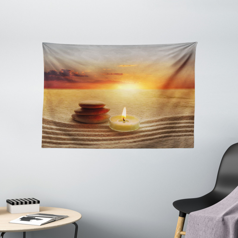 Meditation Yoga Candle Wide Tapestry